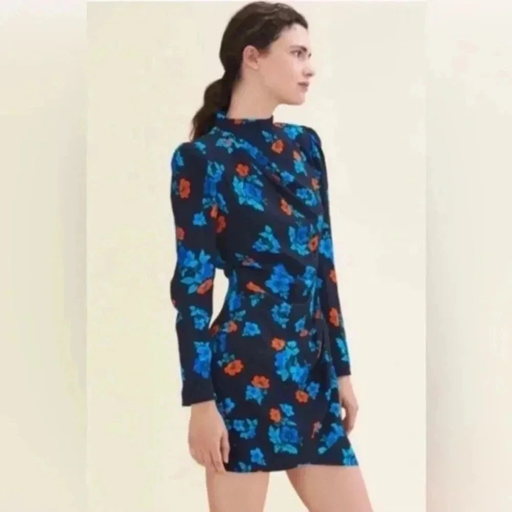 Maje Ripita Black Floral Print Dress